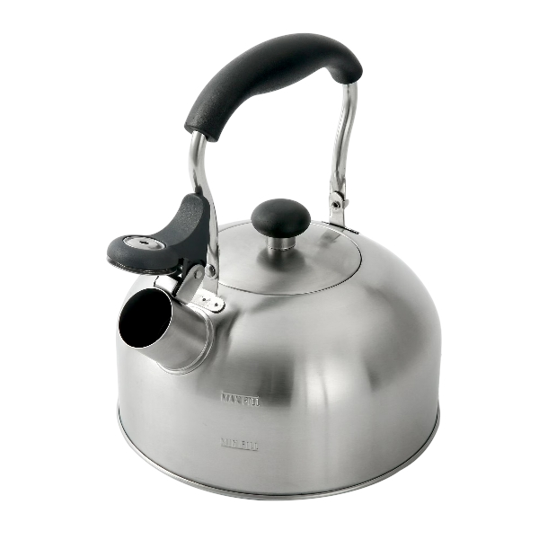 Mainstays 1.8-Liter Whistle Tea Kettle, Induction Compatible, Stainless Steel, Silver